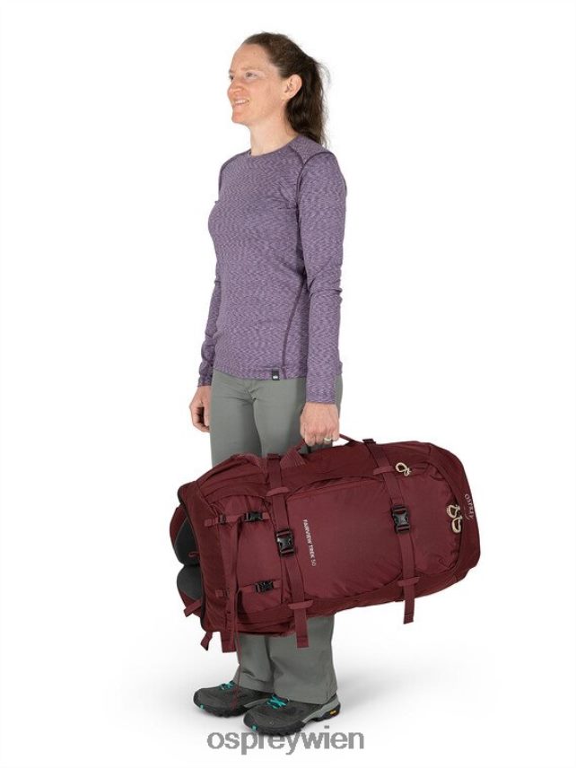 Frauen Fairview Trek 50 Reisen | Trekking Osprey Zirkon rot Gepäckpaket J4028N500