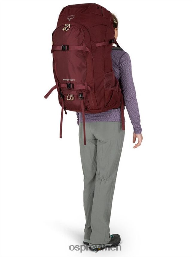 Frauen Fairview Trek 70 Reisen | Trekking Osprey Zirkon rot Gepäckpaket J4028N502