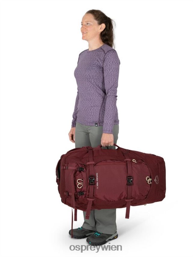 Frauen Fairview Trek 70 Reisen | Trekking Osprey Zirkon rot Gepäckpaket J4028N502