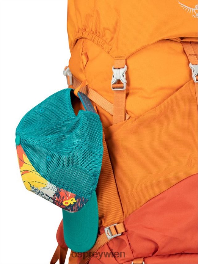 Kinder Ace 50 Backpacking (8–14 Jahre) Osprey orangefarbener Sonnenuntergang Rucksack J4028N486