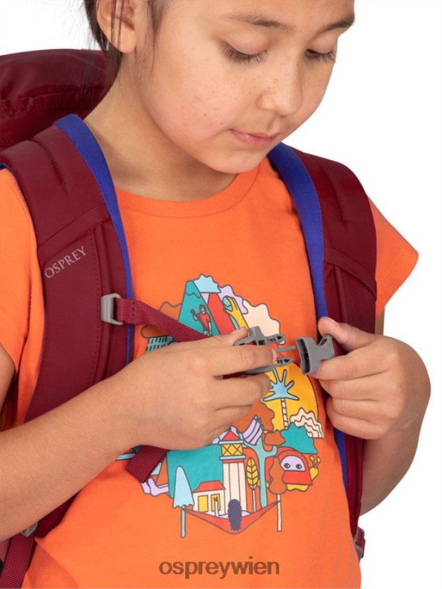 Kinder Jet 18 Wandern (8-14 Jahre) Osprey kosmisches Rot Rucksack J4028N358