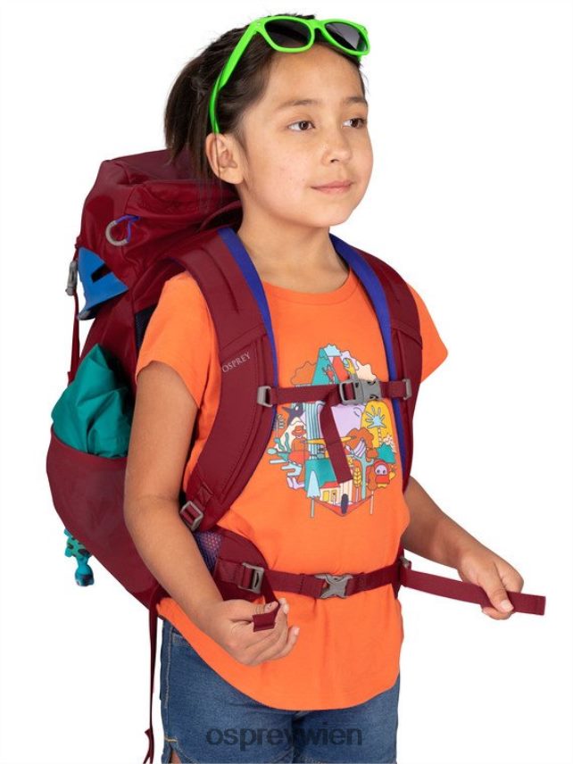 Kinder Jet 18 Wandern (8-14 Jahre) Osprey kosmisches Rot Rucksack J4028N358