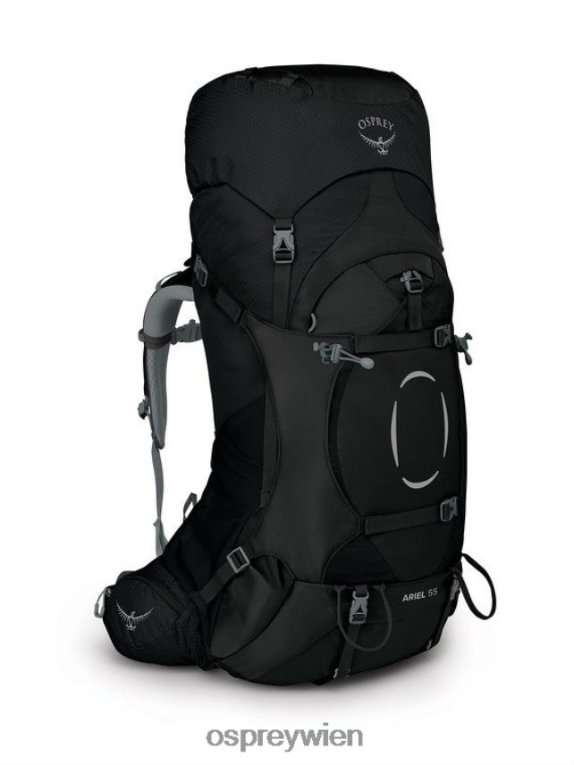 Frauen Ariel 55 Rucksackreisen Osprey Schwarz Rucksack J4028N84