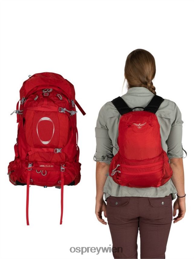 Frauen Ariel plus 60 Rucksackreisen Osprey Schwarz Rucksack J4028N90