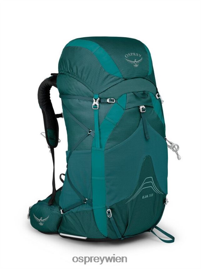 Frauen Eja 58 Ultraleichter Rucksack Osprey tiefes Blaugrün Rucksack J4028N31