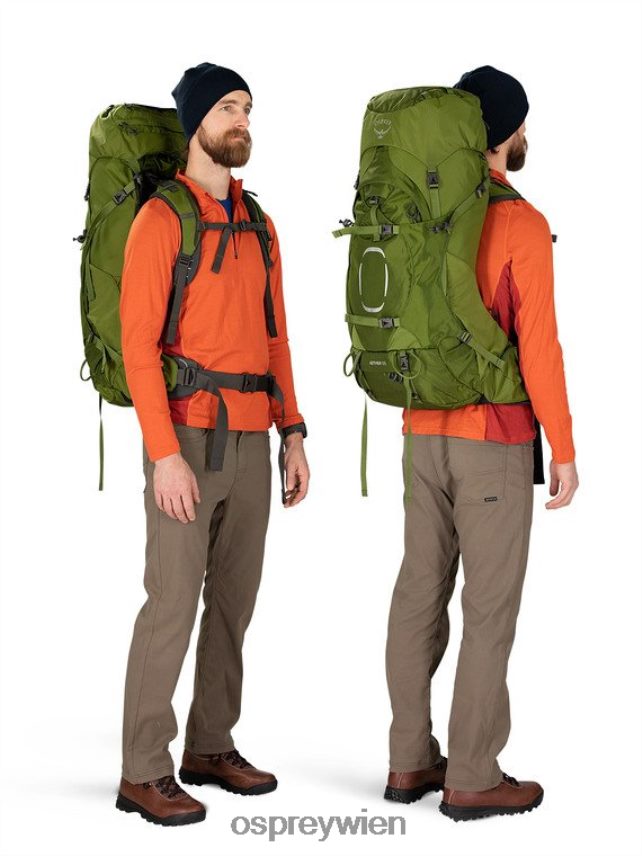 Männer Aether 55 Rucksackreisen Osprey Knoblauch, Senfgrün Rucksack J4028N70