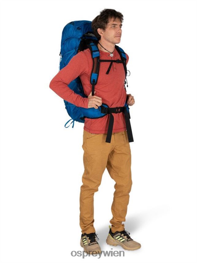 Männer Exos 58 Ultraleichter Rucksack Osprey blaues Band Rucksack J4028N25