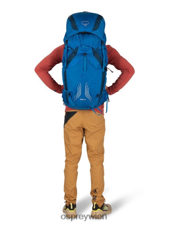 Männer Exos 58 Ultraleichter Rucksack Osprey blaues Band Rucksack J4028N25