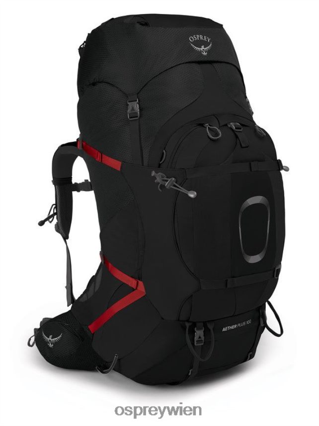 Männer Äther plus 100 Rucksackreisen Osprey Schwarz Rucksack J4028N81
