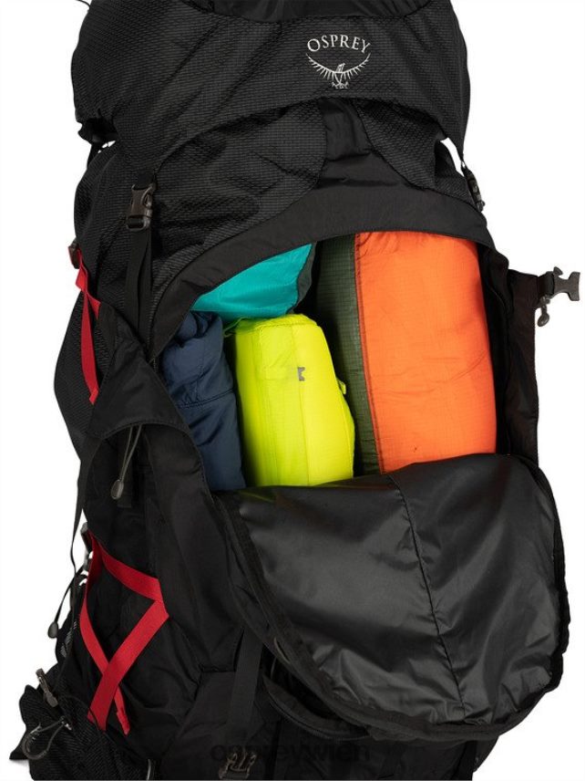 Männer Äther plus 100 Rucksackreisen Osprey Schwarz Rucksack J4028N81