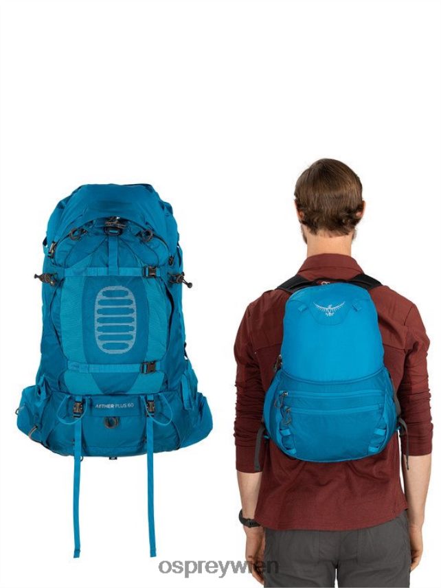 Männer Äther plus 60 Rucksacktouren Osprey Sonnenfinsternis grau Rucksack J4028N66