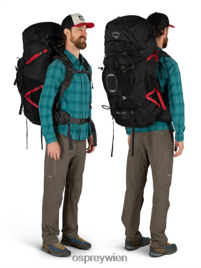 Männer Äther plus 85 Rucksackreisen Osprey Schwarz Rucksack J4028N79