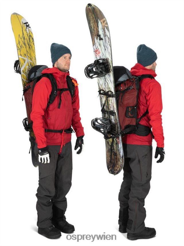 Männer Sölden Pro 32 Backcountry-Skifahren/Snowboarden Osprey roter Berg Rucksack J4028N466