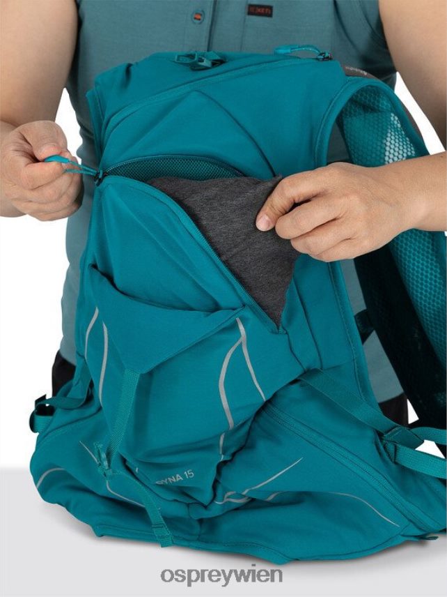 Frauen Dyna 15 Trailrunning Osprey Grünspan grün Rucksack J4028N187