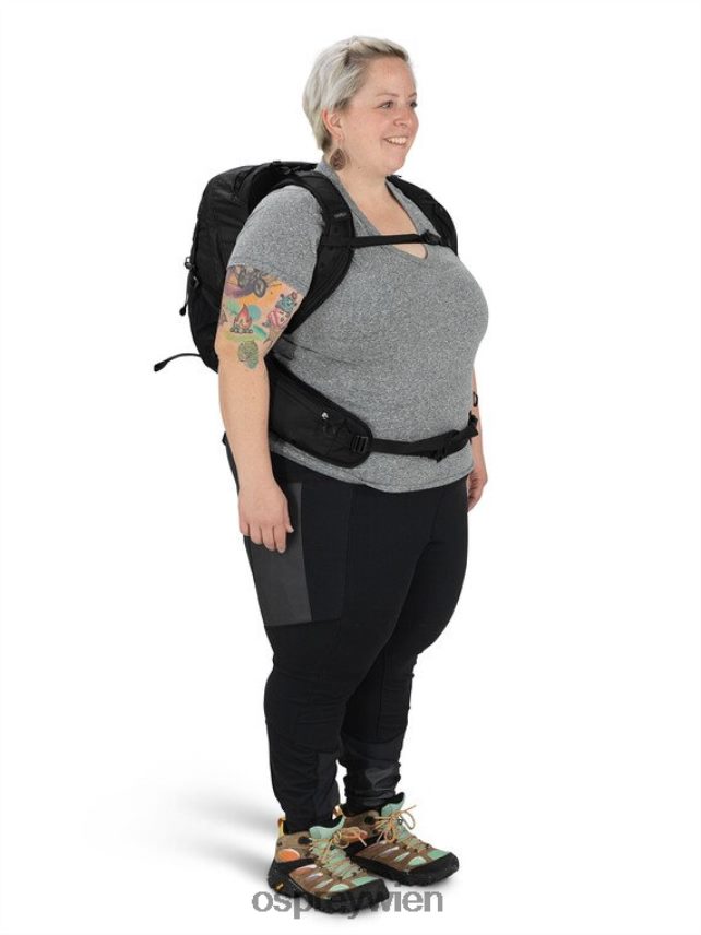 unisex Tempest 20 Extended Fit Wandern Osprey Stealth-Schwarz Rucksack J4028N338